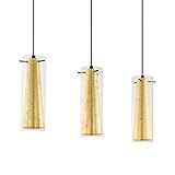 EGLO Pendellampe Pinto Gold, 3 flammige Pendelleuchte, Material: Stahl, Farbe: Schwarz, Glas: klar, gold, Fassung: E27