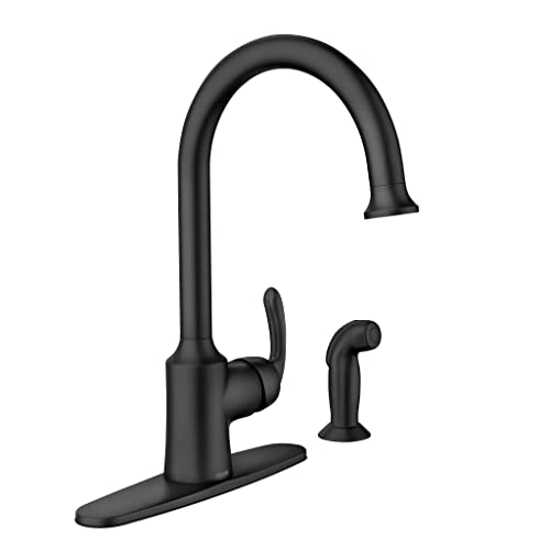 Moen 87301BL Bayhil One Handle High-Arc Kitchen Faucet with Side Spray, Matte Black by Moen - Image 9