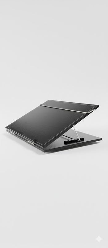 Leatherette Table Top Writing Desk | Height Adjustable Leatherette Study Stand with Acrylic Finish | 10 mm Thick | Black Color | Size - 18 x 24 Inch-image-31