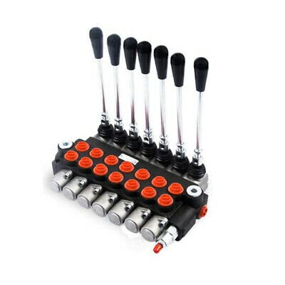 Hydraulik Handsteuerventil 7 Fach FüR Doppelwirkende Zylinder Hydraulisches Manuell Wegeventil Erstellbar Hydraulikventil Handhebelventil Monoblock 60 L/Min Einstellbarhydraulische Monoblock-Hebel