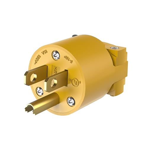 ENERLITES Electrical Replacement Plug, Extension Cord Ends Male, 15 Amp 125 Volt, Straight Blade Plug Grounding Type, NEMA 5-15P, UL Listed, 66240-Y, Yellow