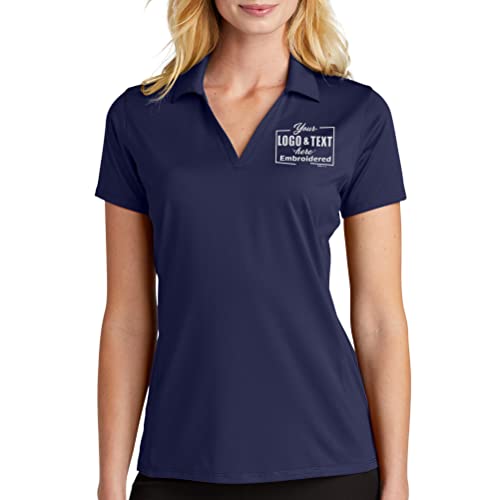 Womens Custom Polo Shirt Personalized Embroidered Monogram Sport Polo Shirt for Ladies True Navy