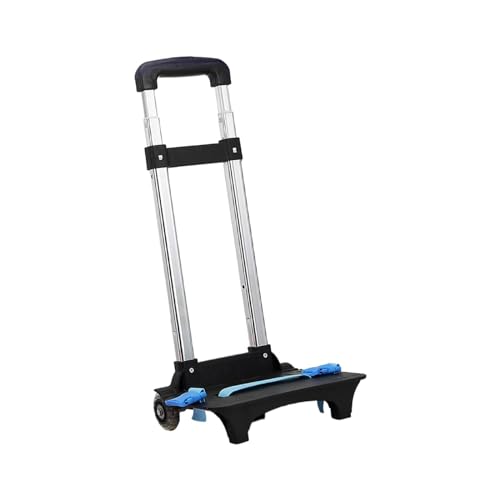 Milageto Backpack Trolley Backpack Hand Truck Portable Foldable Compact Wheeled Cart Folding Trolley Cart for Camping Travel Shopping, 2 Wheel Dark Blue