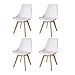 4er Set Esszimmerstühle Gepolsterter Stuhl mit Buchenholz-Beinen und Weich Gepolsterte Chair für Esszimmer Wohnzimmer Schlafzimmer Küche Besprechungsraum, (Gepolstert weiß)