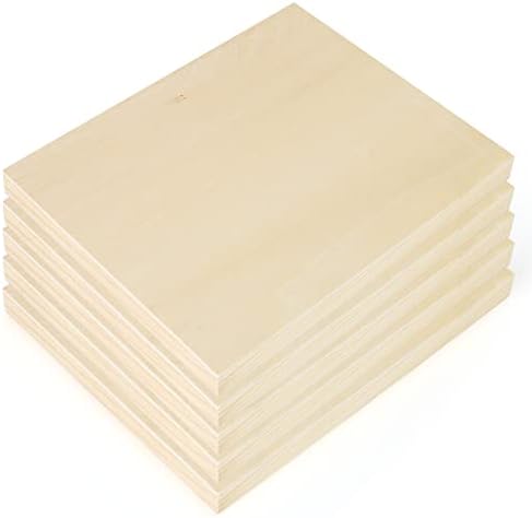 Belle Vous 5 Pack Unfinished Wooden Canvas Painting Boards - 25 x 30cm / 10 x 12 Inches - Natural Basswood Panel - Mixed Media Cradle Panels for Encaustic Art, Paint Pouring & Crafts