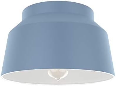 Hunter - Cranbrook 1-Light Indigo Blue, Medium Size Flush Mount Light, Dimmable, Modern Style, Bell Shaped, for Bedrooms, Kitchens, Foyers, Bathrooms - 19173