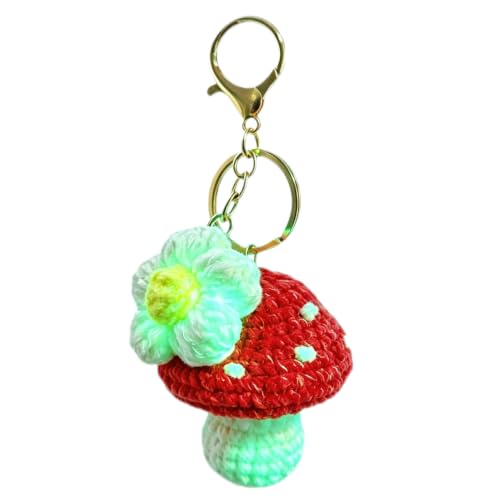 Mshion Luminous Crochet Mushroom Keychain, Glow In The Dark Keychain, Cute Keychains for Girls Women Gift Bag Purse Charm