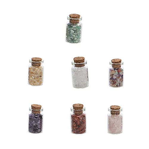 CAXUSD 7pcs Glass Bottles Lids Mini Wishing Bottles for Home Decor Diy Crafts Random Color