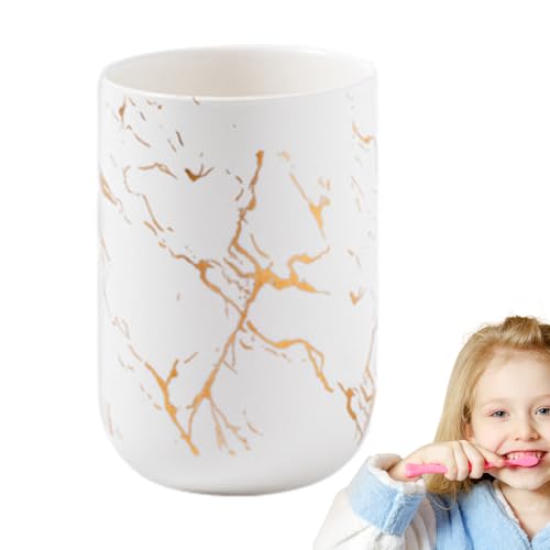 Vaso de mármol para cepillo de dientes, vaso de baño de piedra pulida, soporte de base antideslizante, diseño, elegante recipiente decorativo para tocador S recipiente decorativo y encimera de baño |