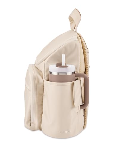Image of Skip Hop Diaper Bag Backpack with Portable Changing Pad Adjustable Pocket for 30 oz. Tumblers 9 Total Pockets Insulated Packing Cubes Luggage Sleeve & Stroller Straps Fits a 14 inch Laptop Forma Next Oat