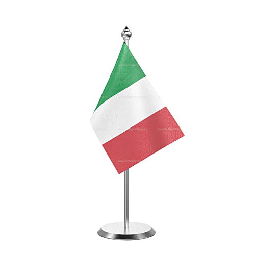 Image of The Flag Company Country Table Flag Single Stainless Steel Stand for Home and Office Desk,Conference (Italy)