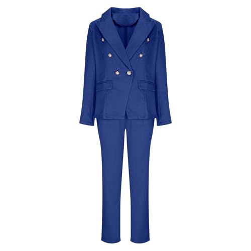2 Piece Outfits for Women Dressy Business Casual Outfits Slim Fit Blazer Jackets Straight Leg Pencil Pant Suits4