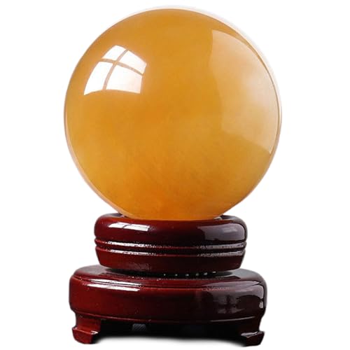 Citrine Crystal Sphere Ball Yellow Quartz Sphere Gemstones Sphere Sculpture Figurine Ornament for Feng Shui Decorative Divinatio