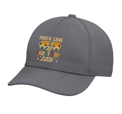 Punta Cana Family Trip 2026 Punta Cana Family Vacation Adjustable Printed Baseball Hat, Slate Grey