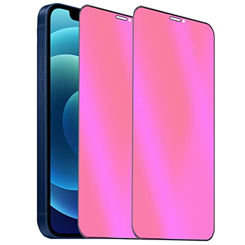 BWEDXEZ 2 Pack Anti-Blue Privacy Tempered Glass Suit for iPhone 12 /iPhone 12 Pro Mirror Anti-Spy Screen Protector Anti-Peeping Film Electroplated Gradient Colorful 9H Hardness Anti-scratch 6.1 inch