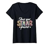 Women's Show Your STAAR Power Leopard Teacher Funny Testing Day V-Neck T-Shirt