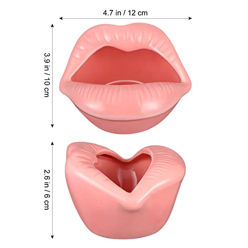 Winomo Ceramic Ash Tray Lip Mouth Novelty Cigarette Ashtray Holder For Home (Pink) #TOP6
