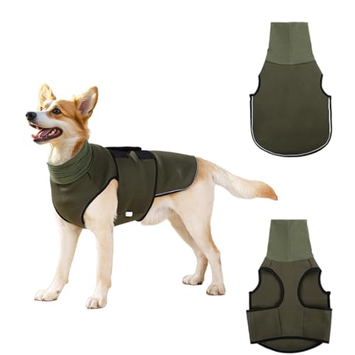 WRQIOO Hundemantel mit Beruhigender, 2 in 1 Beruhigungsweste für Hunde, Anti Stress Weste Hund, Calming Shirt Hund mit Ohrenschutz und Reflektorstreifen,Angst Beruhigungsjacke,Thundershirt Hu-nd(M)