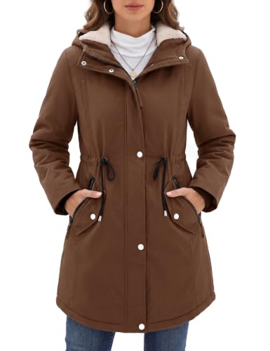 Image of Vancavoo Women’s Winter Parka Coat with Hood Fleece Lined Long Jacket