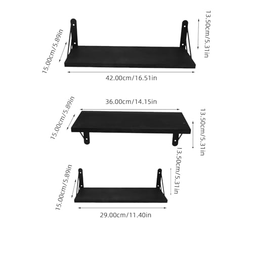 Estantería de pared de madera negra con diseño de repisas premium 3