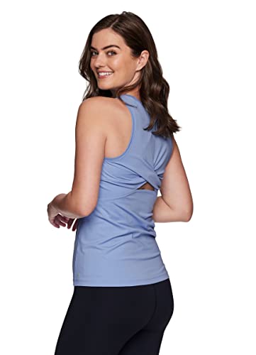 Rbx Active Women's Tank Top Body Skimming Athletic Fit Tee For Running, Yoga, Casual Wear Breathable Sleeveless Workout Top Super Soft Ventilated Back Keyhole Airy Tank Knot Periwinkle L #TOP4