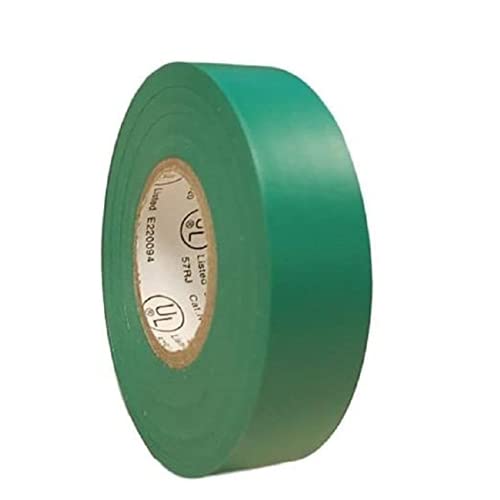 Image of TradeGear Green 1 Pack - UL Listed Colored Electrical Tape, 60 ft x 3 /4 in, 600V, Flame Retardant, Waterproof, Rubber Adhesive - Phase Marking, Wire ID, Automotive