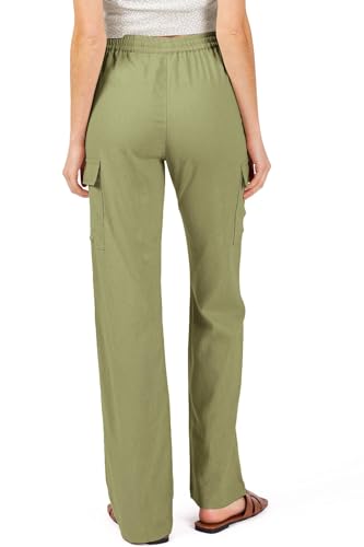Love Tree Women's Juniors High Rise Linen Cargo Pants2