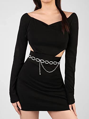 Image of TOPACC Gold Chain Belts for Women Fashion Thick Metal Link Waist Belt | Chunky adjustable gold belt for dresses jeans pants country concerts cowgirl outfits