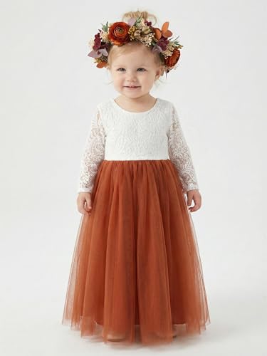 Image of 2Bunnies Girl Peony Lace Back A-Line Straight Tutu Tulle Party Flower Girl Dress