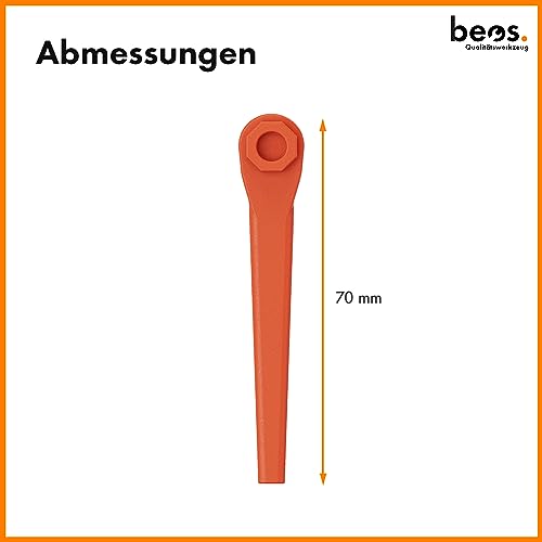 BEOS 100x Premium Ersatzmesser-Set für Gardena Rasentrimmer – Kunststoffmesser kompatibel mit Gardena AccuCut, Comfort Cut Li18/23R & LI18/23RO, EasyCut Li 18/23R, Turbotrimmer AccuCut 400 LI & 450LI