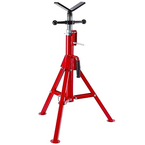 Garvee V Head Pipe Jack Stand,1/8 in-12 in Capacity,Adjustable Height 28 in -52 in, 2500 LB,Heavy Duty Carbon Steel Body More Durable, Folding Portable Pipe,Steel Jack Stands
