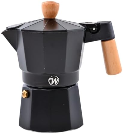 Cafeteira Italiana Moka Preta, 3 Xícaras, Alumínio com Alça em Ma...