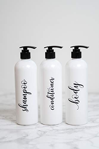 Shampoo Dispenser Body Wash Bottle Empty, Empty Shampoo Bottles With Pump, Shampoo Conditioner Body Wash Dispenser, Reusable Shampoo Bottles 16 Oz, Set Of 3 White Labeled Bottles #TOP1