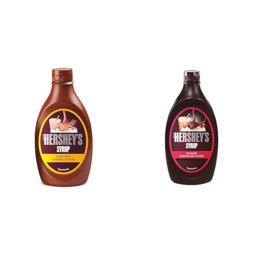 Image of HERSHEY'S Caramel Flavored Syrup | Delicious Caramel Flavor | 600 Gm Bottle + HERSHEY'S Chocolate Flavored Syrup | Delicious Chocolate Flavor | 1.3 kg Bottle, Liquid
