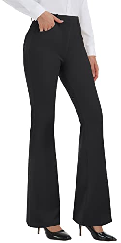 Mirity Women's Bootcut Yoga Dress Pants For Business With Belt Loop Pockets And Anti-Slip Silicone 32" Color Black Size Large #TOP25