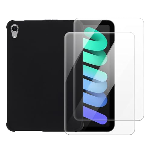 Funda 2 en 1 para iPad Mini 6 8.3 2021 con protector de pantalla de vidrio templado negro