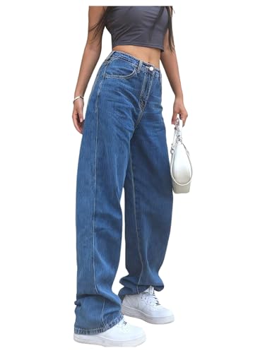 SOLY HUX Women's High Waisted Straight Leg Jeans Loose Fit Dressy Casual Denim Pants