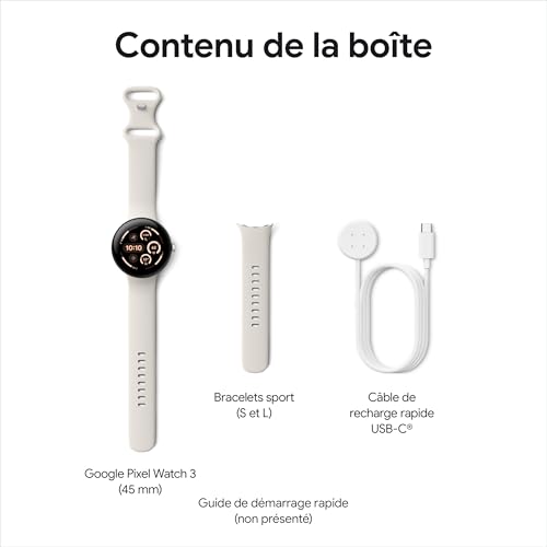 Google Pixel Watch 3 (45 mm) — Boîtier en Aluminium Sauge Mat — Bracelet Vert Sauge — Wi-FI