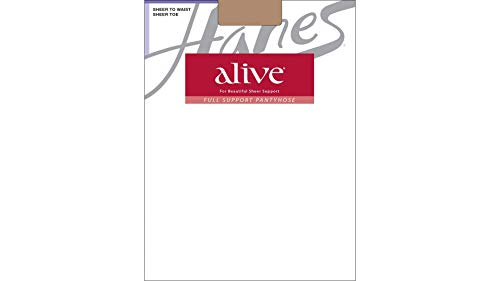 Hanes Alive Pantyhose All Sheer Regular 3-Pack Size A-F Non-Control Top Silky Sheer Knit Versatile Sheer Toe (Barely There, B)