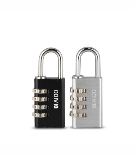 Image of AIDO 4-Digit Luggage Locks Pack of 2 | 30mm Number Locks for Door, Suitcase, Travel Bags, Sports Bags & Backpacks | Small Combination Padlocks for Locker & Tool Box | Water Resistant | 2 yr Warranty
