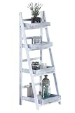CLP Scaffale A Scala Dorin in Legno I Libreria Scala 4 Ripiani Shabby Chic I Scaffale Decorativo Pieghevole 40x35cm Alt 110 CM, Colore:Grigio