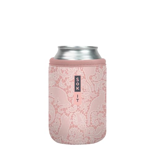Sok It CanSok Sleeve for Beer & Soda Insulated Neoprene Cover (Paisley Pink Cats, 12oz Can Sleeve)