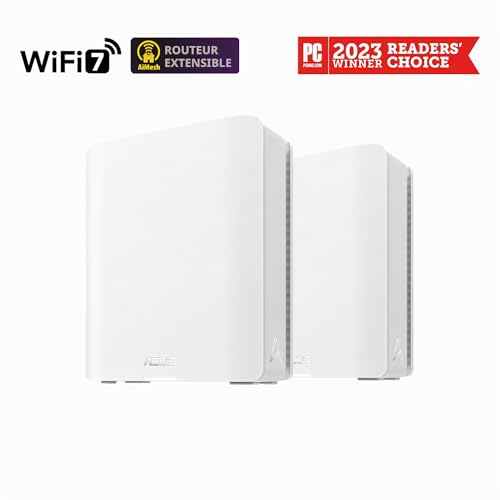 ASUS ZenWiFi BT8 1-Pack WiFi 7 Mesh tribande, 14 Gbps, Deux Ports 2,5 G, sécurité et contrôle Parental Inclus Smart Home Master SSIDs, 4G & 5G Mobile Tethering, Blanc