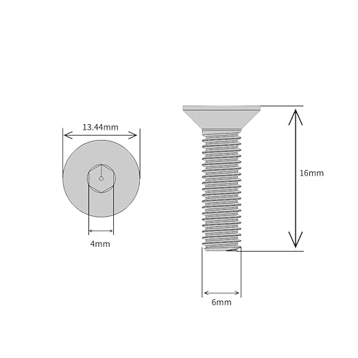 M6 (6mm x 16mm Inc Head) Hex Socket Countersunk Machine Screws - BZP Steel (Pack of 20), Silver, M6 x 16mm - Image 2