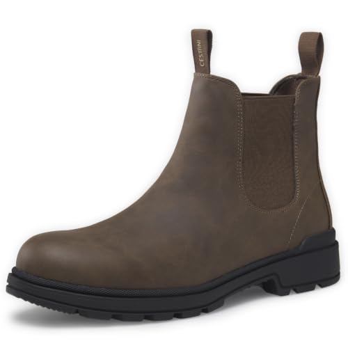 Cestfini Mens Chelsea Hiking Boots Winter Warm Fur Lined, Furbrown