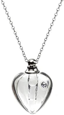 Blood Vial Necklace Stainless Steel Glass Heart Vial Perfume Bottle Cremation Urn Pendant Necklace for Women Keepsake Memorial Jewelry 12