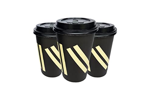 Kikoooz Disposable Coffee Cups With Lids And Sleeves, [100 Pack] 16Oz Heavy Duty Disposable Paper Coffee Cups For Hot & Cold Beverages, Coffee, Tea, Extra Thick, Eco Friendly Cups #TOP22