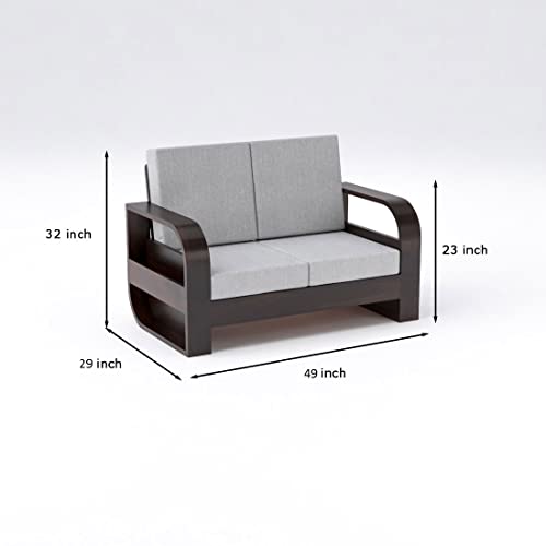 Image of Douceur Furnitures Solid Sheesham Wood 2 Seater Sofas | Two Seater Sofa for Living Room, Cafe, Office | (Design-2)