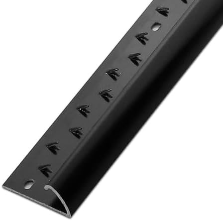 Non-Slip Aluminum Carpet Transition Strip, V-Shape Edge Protector Trim with Teeth, 1.5m (59in) for Secure Carpet Installation - Black Floor Gripper Solution