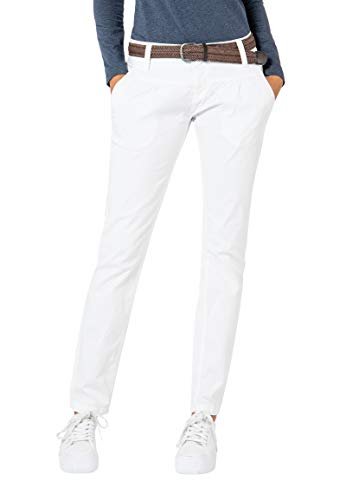 Urban Surface Damen Chino Stoff-Hose mit Flecht-Gürtel White XXL